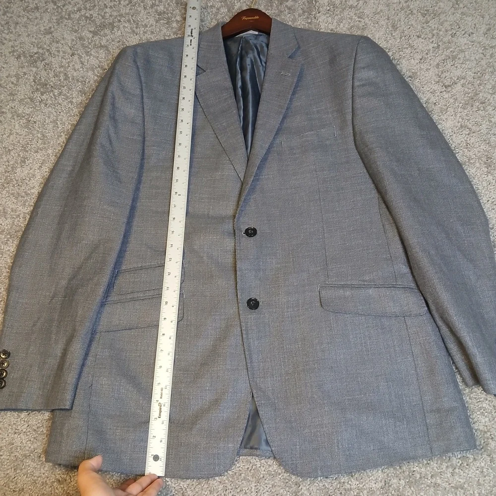 Perry Ellis Portfolio Mens 44L Gray Modern Fit 2-Button Blazer Sport Coat